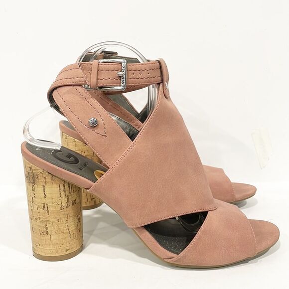 G by Guess Women’s Light Blush Jonra Round Cork Heeled Sandals Sz 11 - Picture 6 of 10